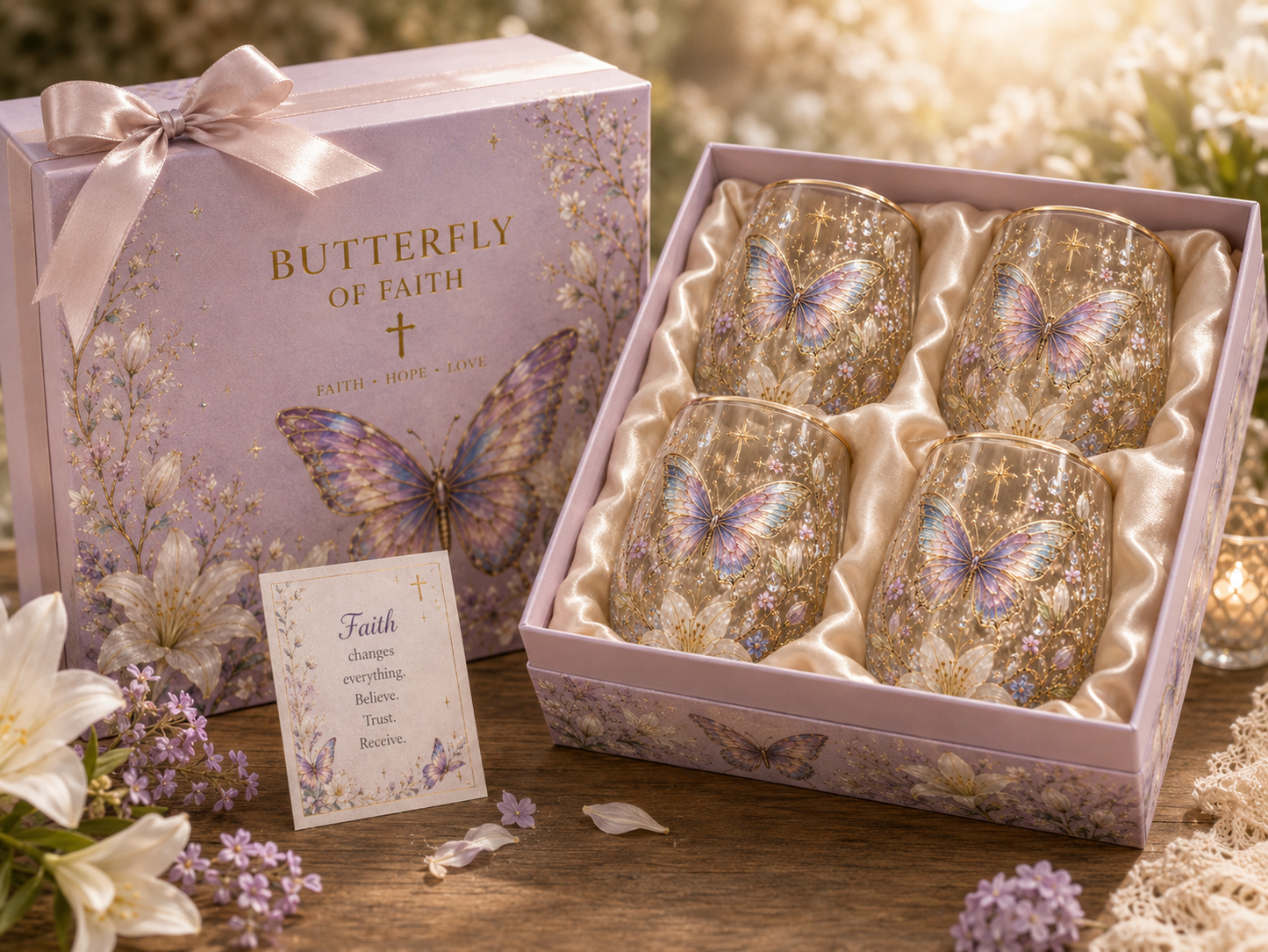 Butterfly of Faith Glass Cup
