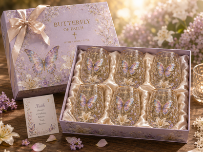 Butterfly of Faith Glass Cup