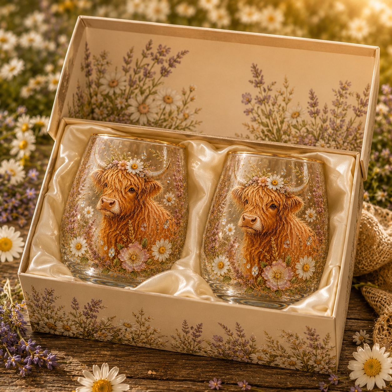 Highland Cow Garden Bliss Glass Cup