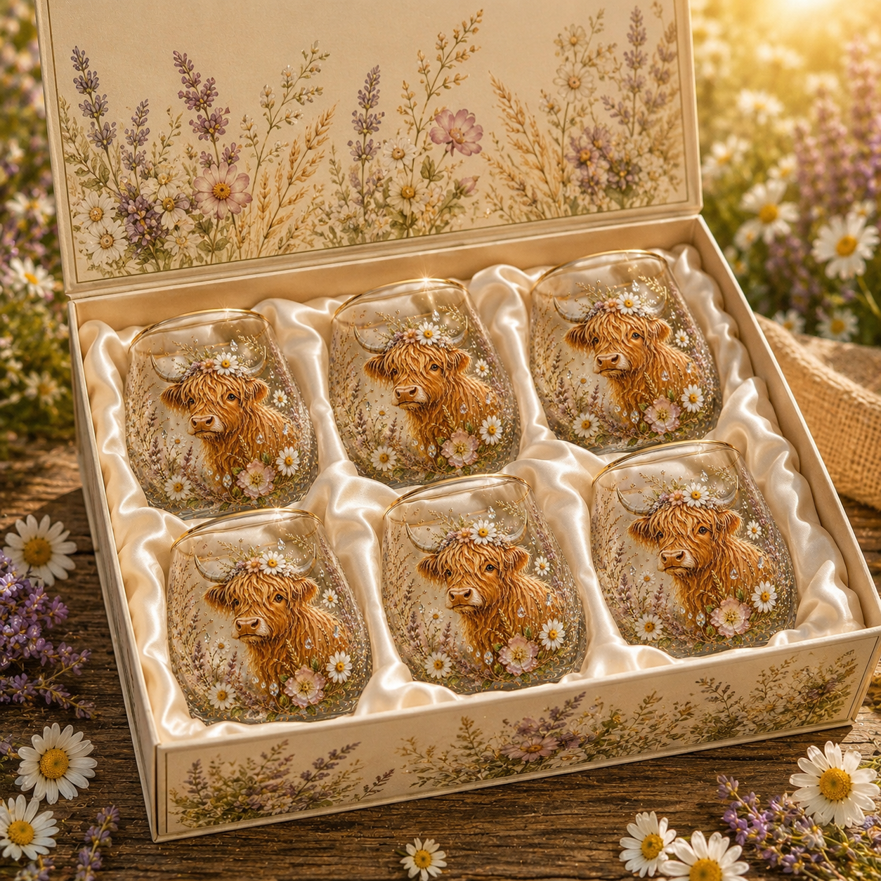 Highland Cow Garden Bliss Glass Cup