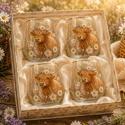 Highland Cow Garden Bliss Glass Cup