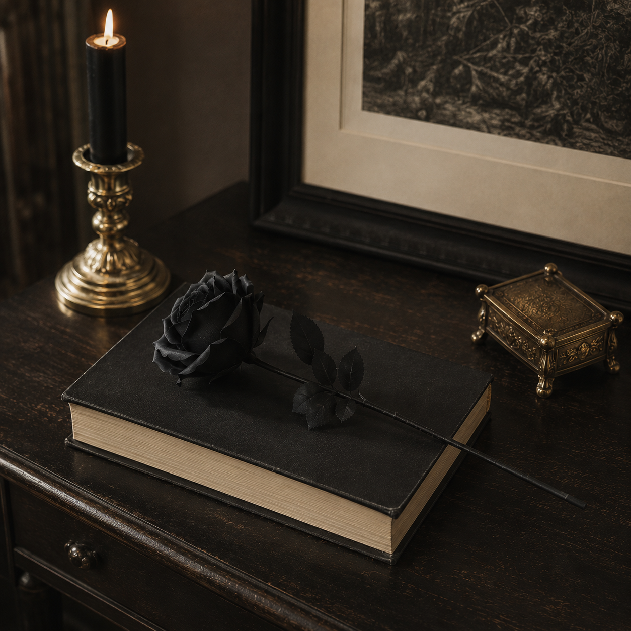 Gothic Black Magic Rose – Dark Romance Faux Flower Decor
