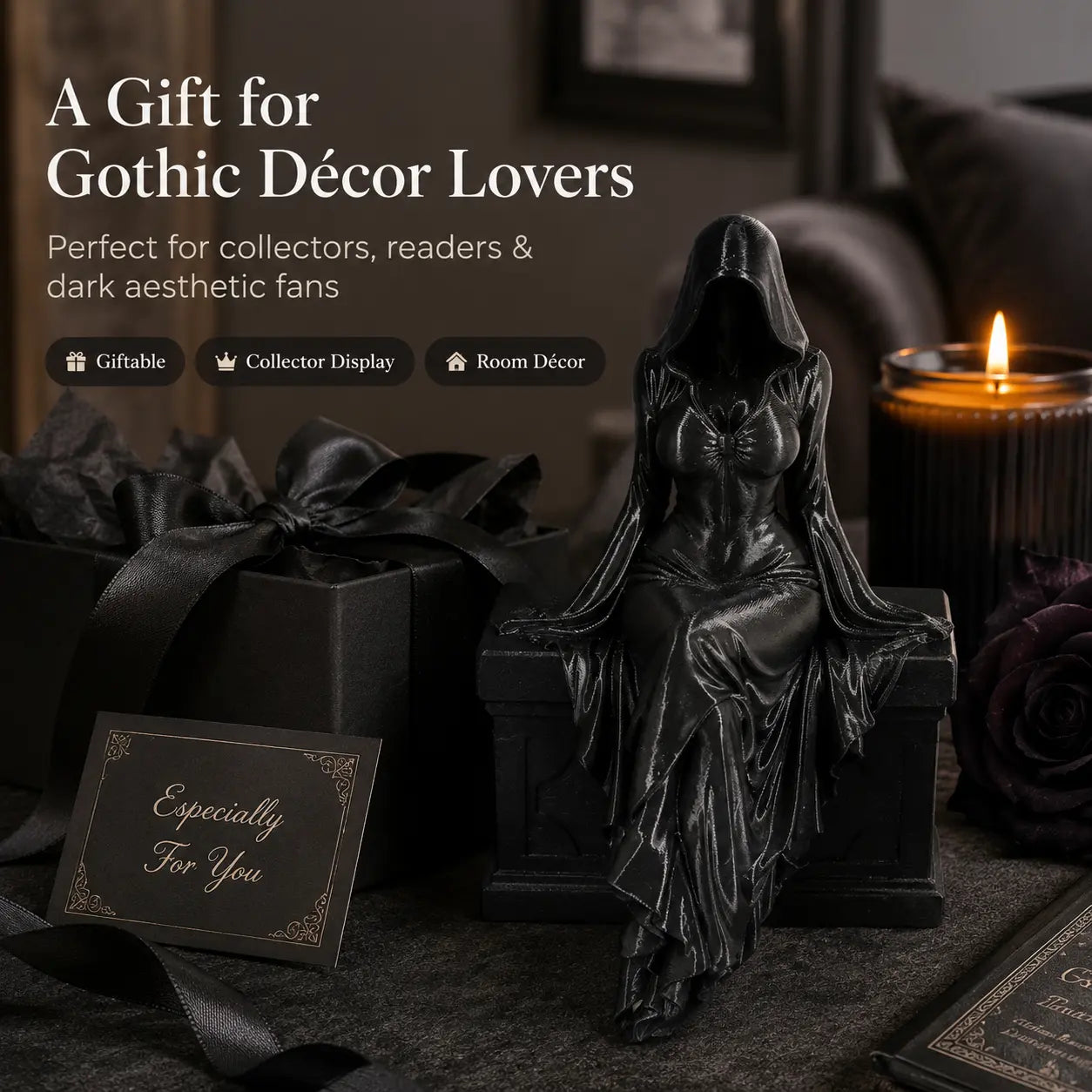Gothic Lady Reaper Figure – Dark Fantasy Shelf Decor