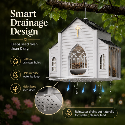 Church-Shaped Solar Bird Feeder