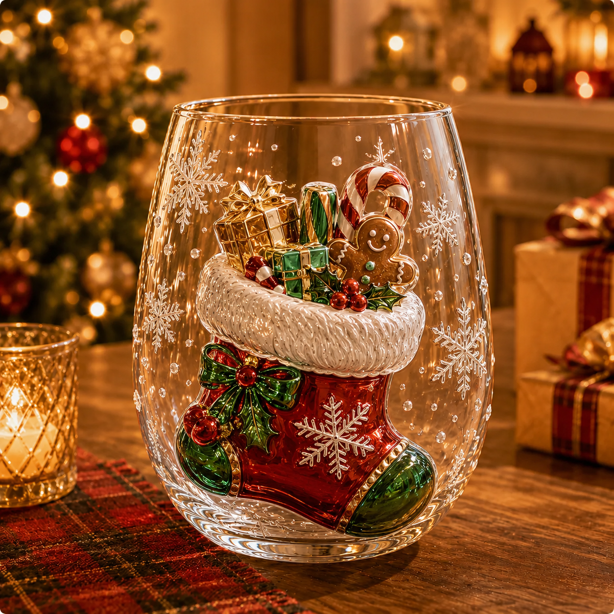 🎄 Christmas Magic 3D Glass Cup Collection – 6 Festive Holiday Designs