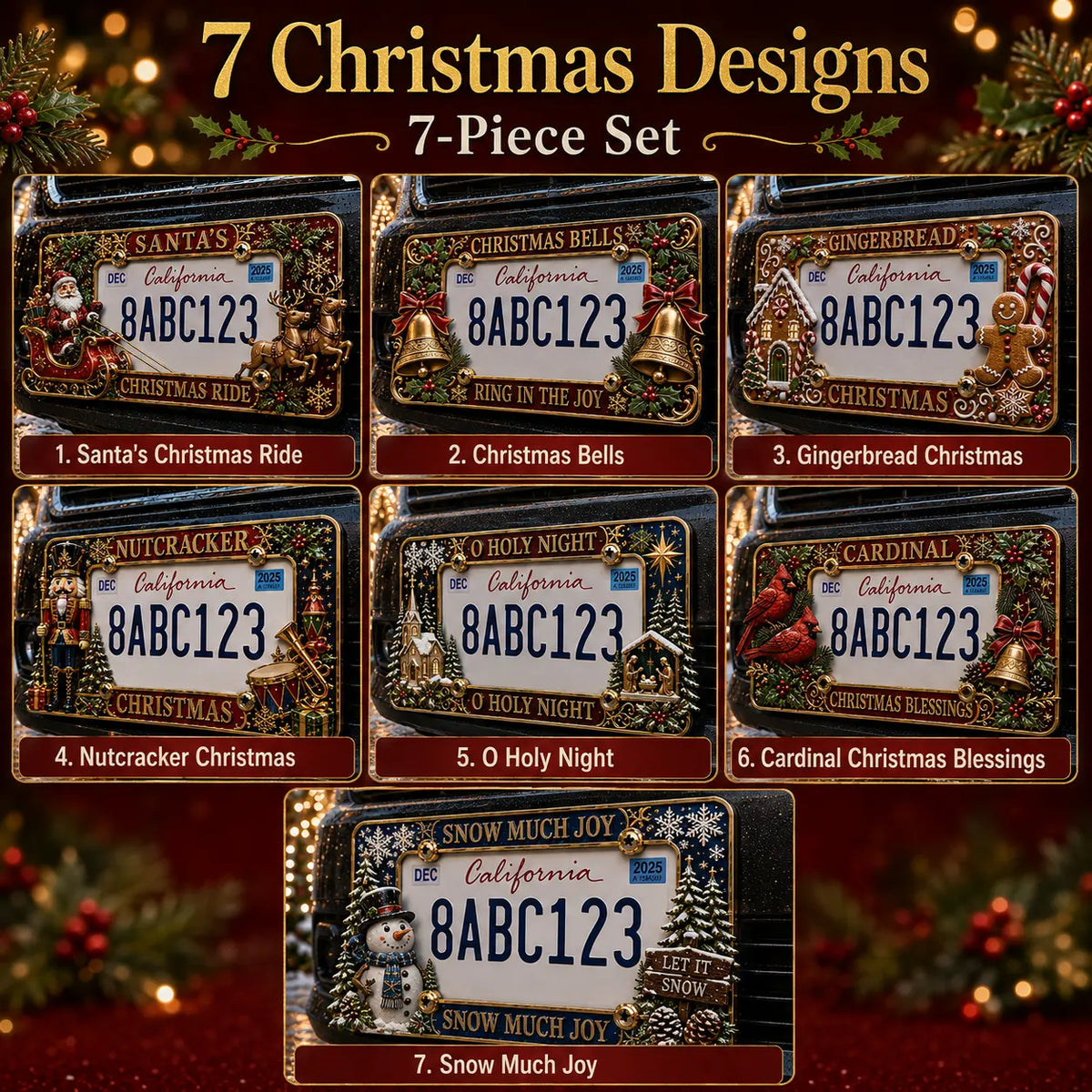 🎄 Christmas License Plate Frame | Festive Holiday Car & Truck Decor