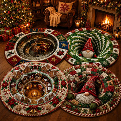 🎄Christmas 3D Optical Illusion Area Rug – Soft Festive Holiday Floor Decor
