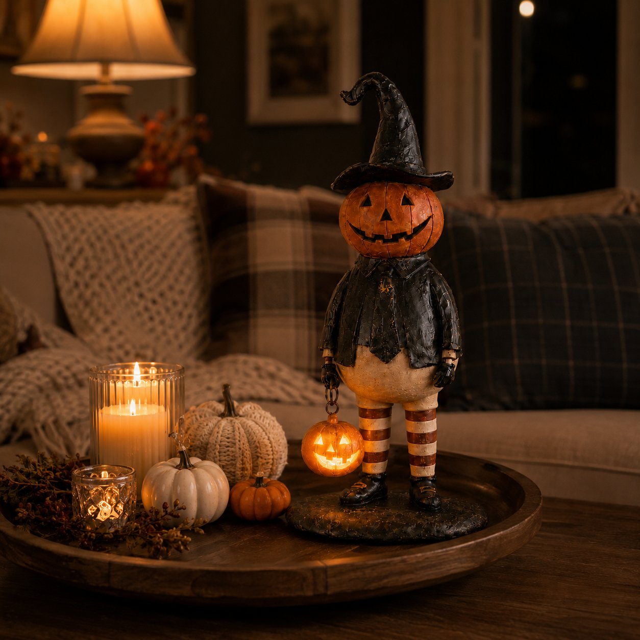 Halloween Pumpkin Head Figurine