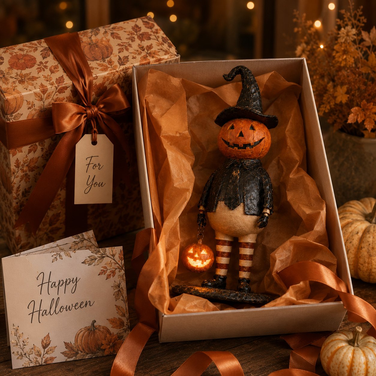 Halloween Pumpkin Head Figurine