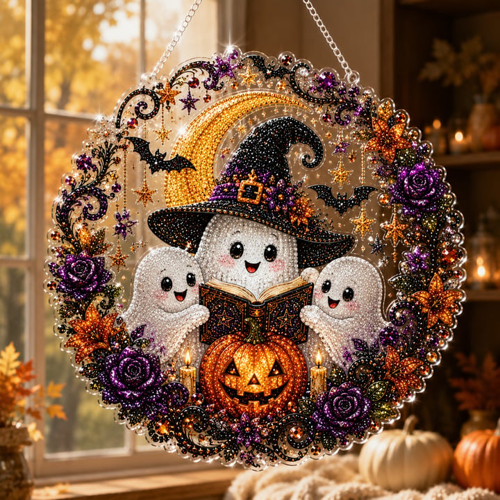 🎃🎃Black Cat Moon Diamond Art Hanging Ornament Kit – Relaxing DIY Halloween Craft