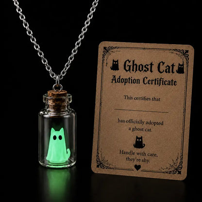 Ghost Adoption Necklace – Tiny Glowing Ghost in a Bottle