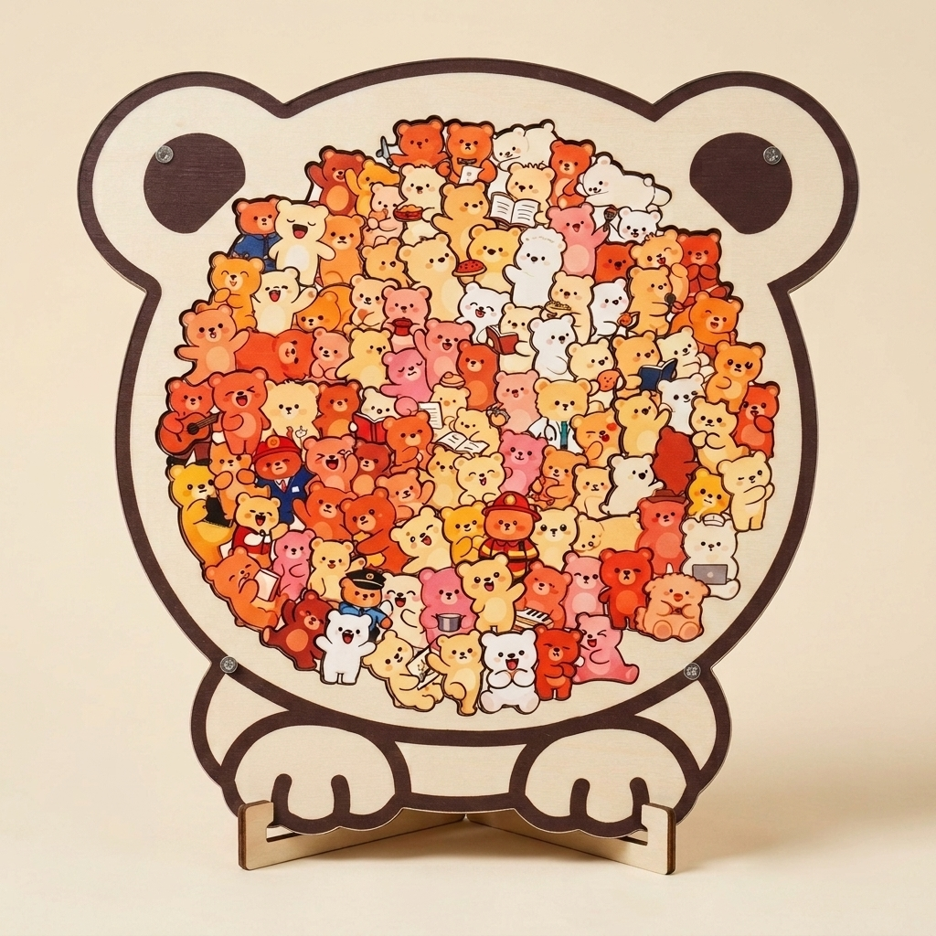 Cute Wooden Animal Puzzle – Cat, Dog & Bear Designs