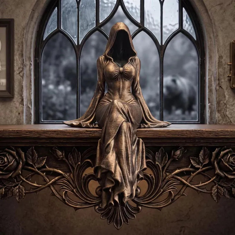 Gothic Lady Reaper - Ethereal Hooded Figure Sculpture