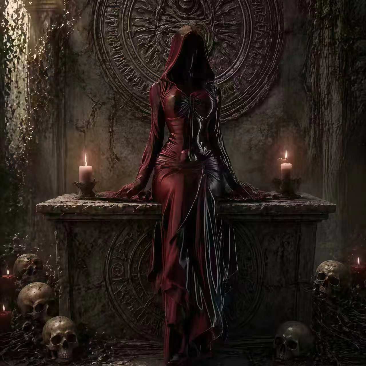Gothic Lady Reaper - Ethereal Hooded Figure Sculpture
