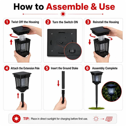 Solar Mosquito Zapper Stake Light – UV Bug Zapper & Garden Pathway Lamp