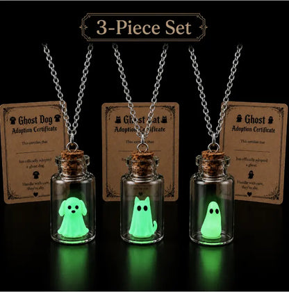 Ghost Adoption Necklace – Tiny Glowing Ghost in a Bottle