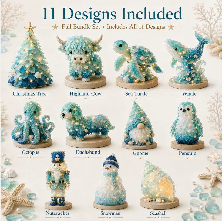 🌊 DIY 3D Sea Glass Art Kit – Coastal Light-Up Holiday Decor Collection