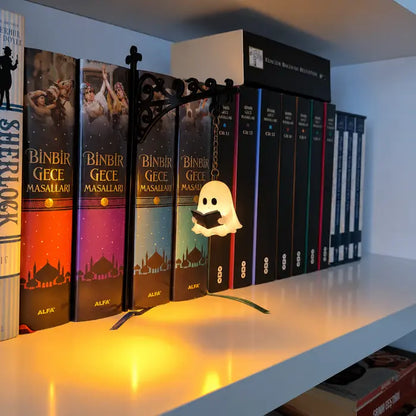 Reading Ghost Bookshelf Lantern – Cozy Reading Light for Book Lovers