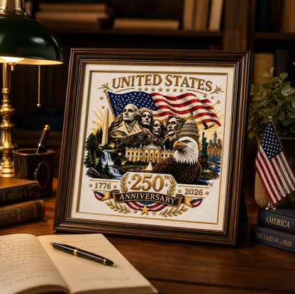 United States 250th Anniversary Cross Stitch Kit – Patriotic Americana Embroidery Art (1776–2026 Edition)