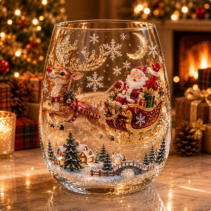 🎄 Christmas Magic 3D Glass Cup Collection – 6 Festive Holiday Designs