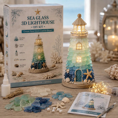 🌊 DIY 3D Sea Glass Lighthouse Kit | Light-Up Coastal Home Decor
