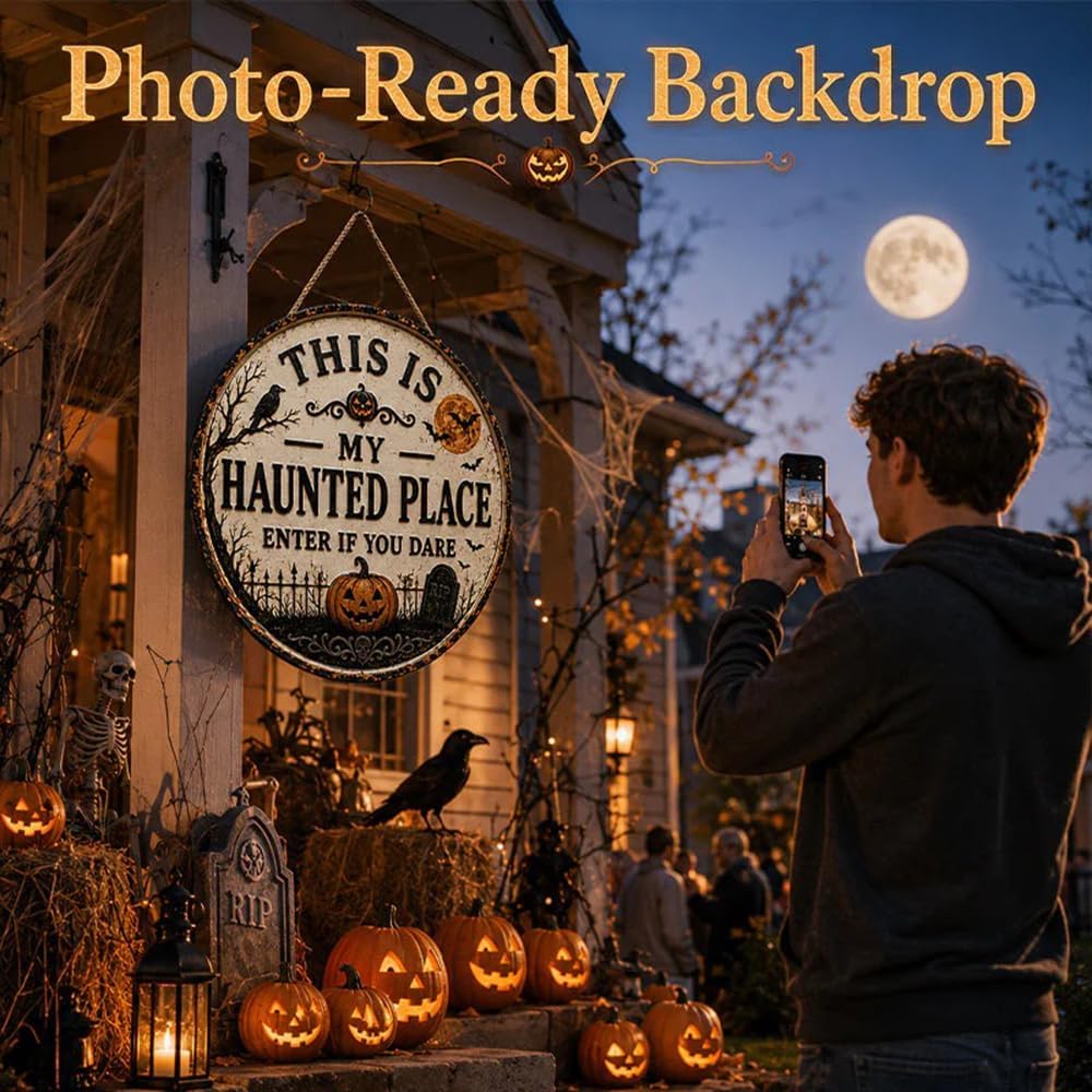 🎃🦇 Welcome to Your Haunted Haven – This Is My Haunted Place Halloween Door Sign