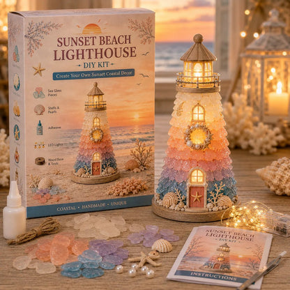 🌊 DIY 3D Sea Glass Lighthouse Kit | Light-Up Coastal Home Decor