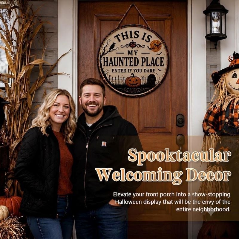 🎃🦇 Welcome to Your Haunted Haven – This Is My Haunted Place Halloween Door Sign