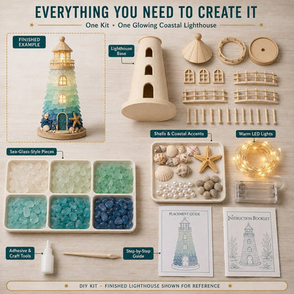 🌊 DIY 3D Sea Glass Lighthouse Kit | Light-Up Coastal Home Decor