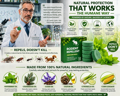 Natural Peppermint Rodent Repellent Tablets(12-Pack）