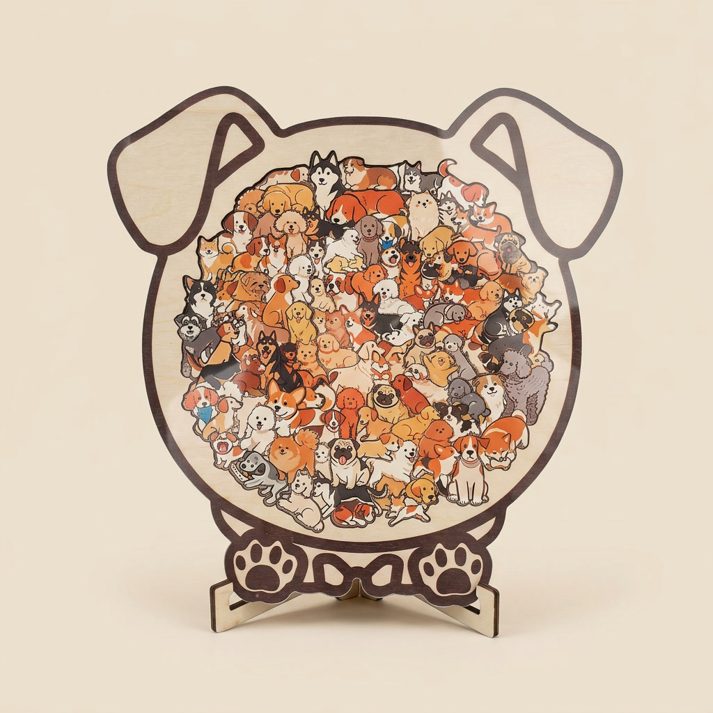 Cute Wooden Animal Puzzle – Cat, Dog & Bear Designs