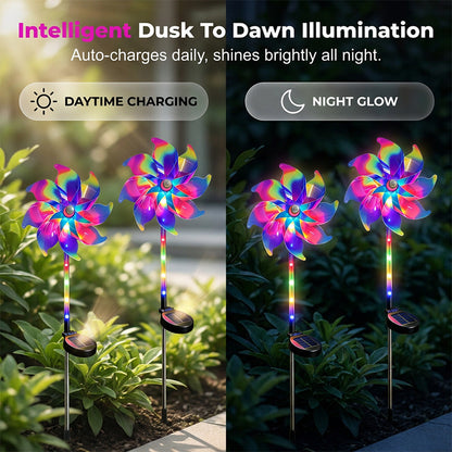 Solar Rainbow Pinwheel Garden Lights