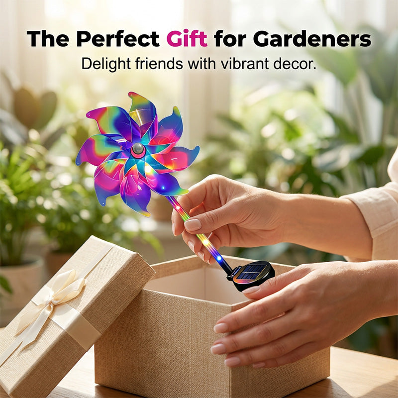 Solar Rainbow Pinwheel Garden Lights