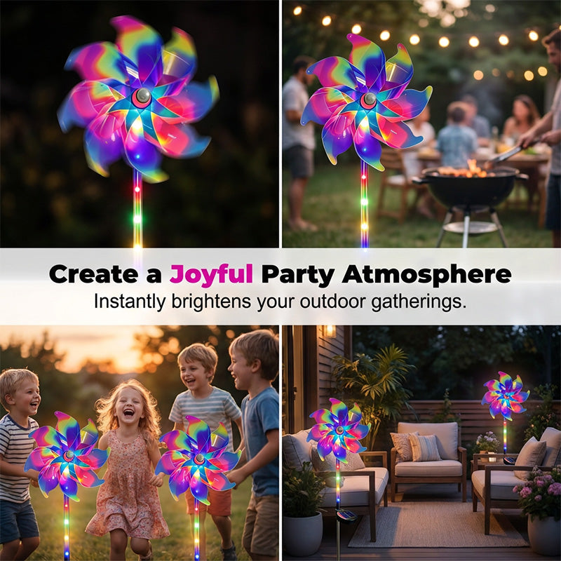 Solar Rainbow Pinwheel Garden Lights