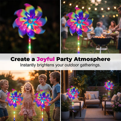 Solar Rainbow Pinwheel Garden Lights