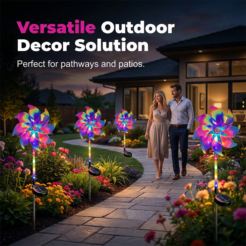 Solar Rainbow Pinwheel Garden Lights