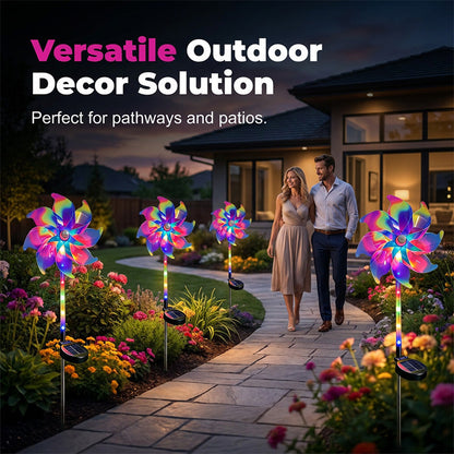 Solar Rainbow Pinwheel Garden Lights
