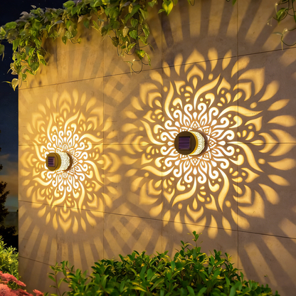 Solar Mandala Wall Light Projector for Garden, Patio & Fence Decor